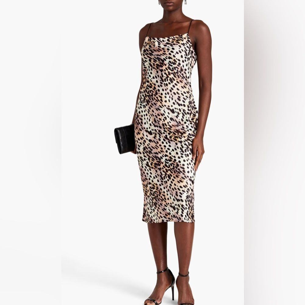 GOOD AMERICAN LEOPARD PRINT MIDI SLIP  DRESS‎ SIZE 4